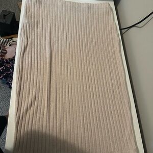 SHEIN Tan Ribbed Midi Pencil Skirt